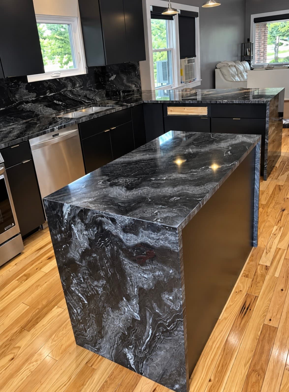 Black Waterfall Island Kitchen — Photo 1