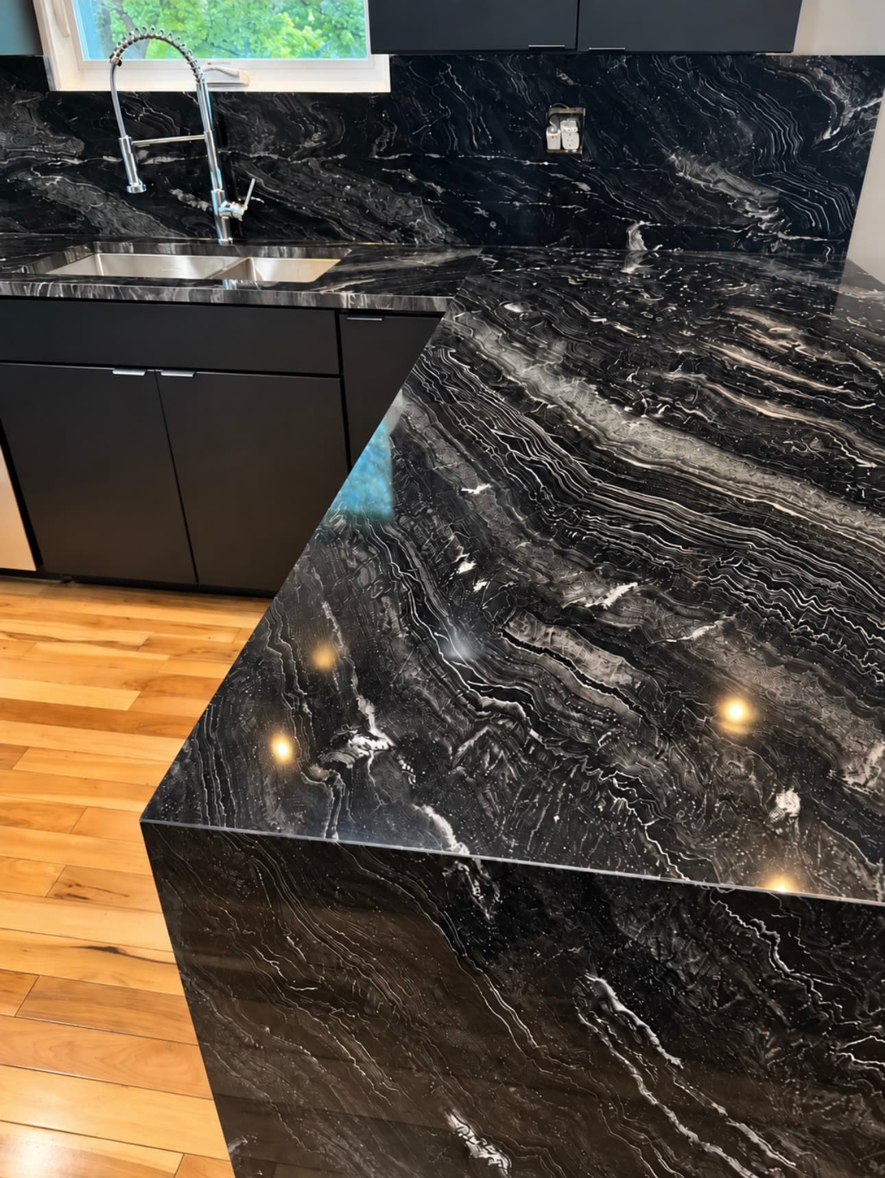 Black Waterfall Island Kitchen — Photo 2
