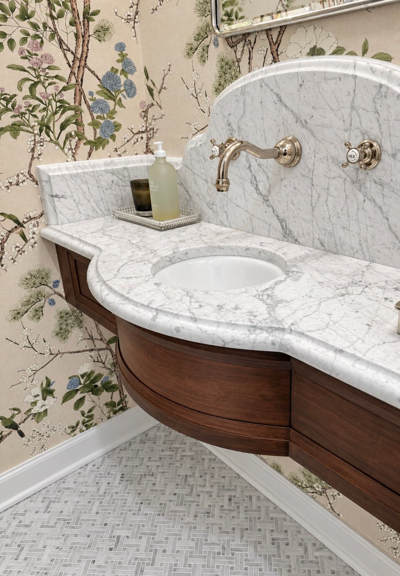 Scalloped Powder Room Vanity — Photo 1