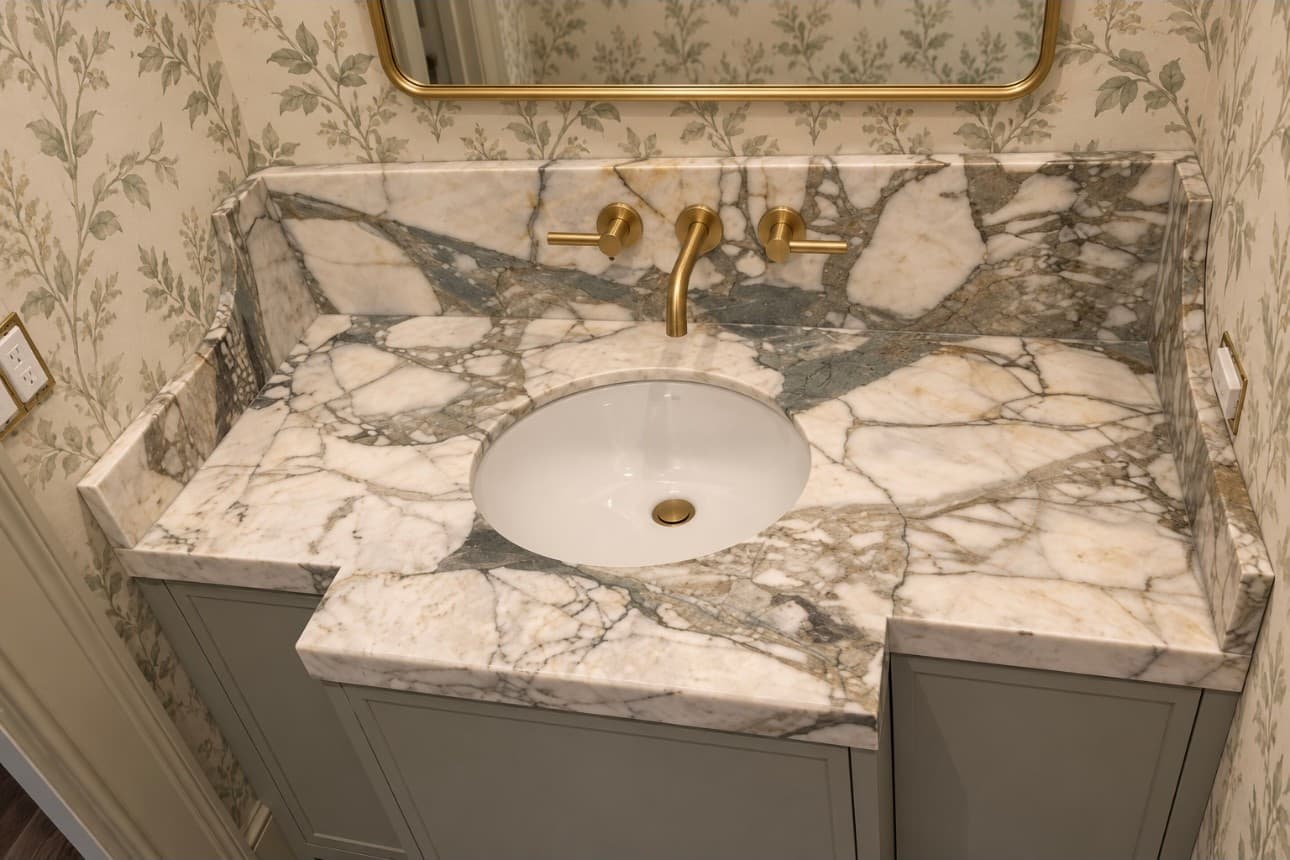 Wallpapered Powder Room — Photo 1