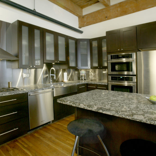 dark kitchen cabinets for loft