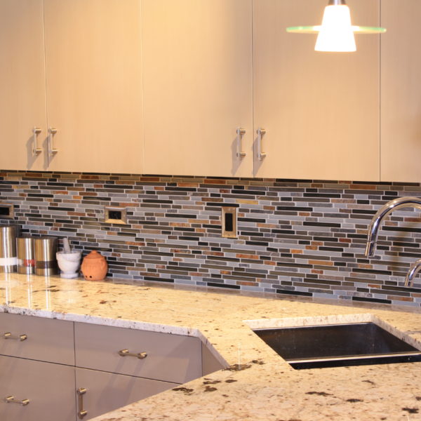 mosaic tiled back splash