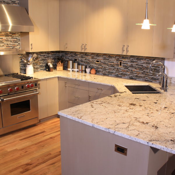 white and black kitchen granite