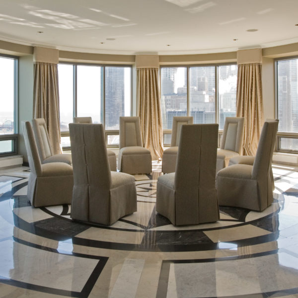 round high rise luxury dining room