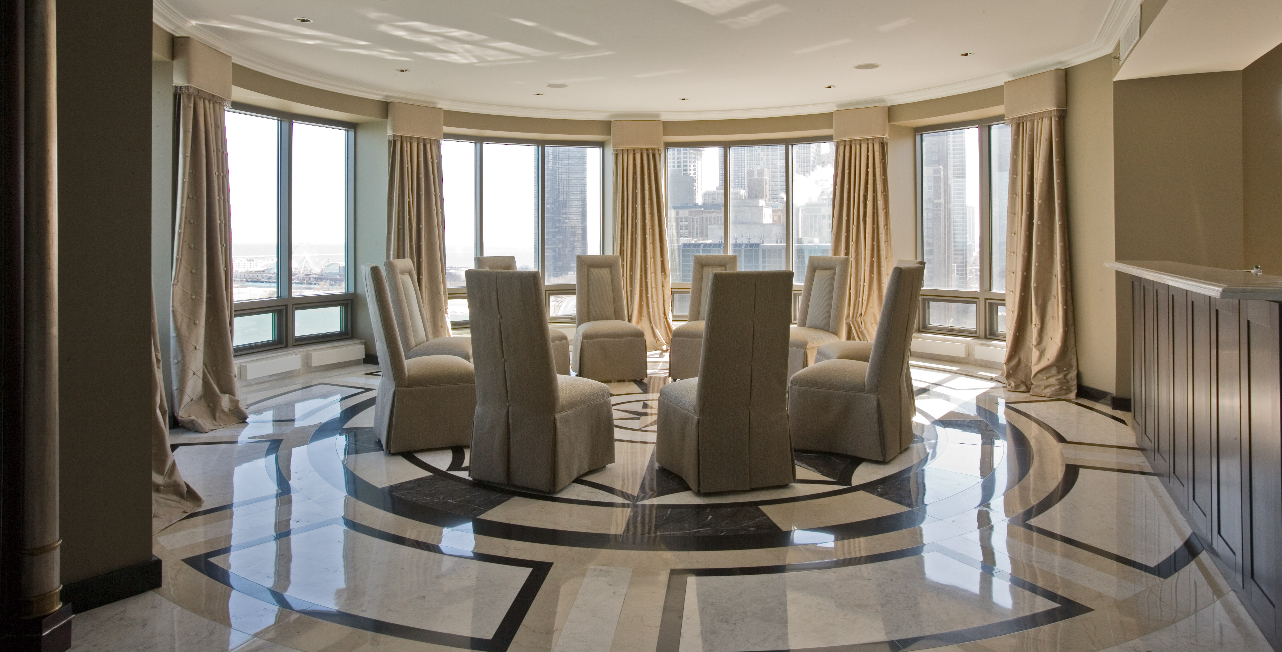 round high rise luxury dining room