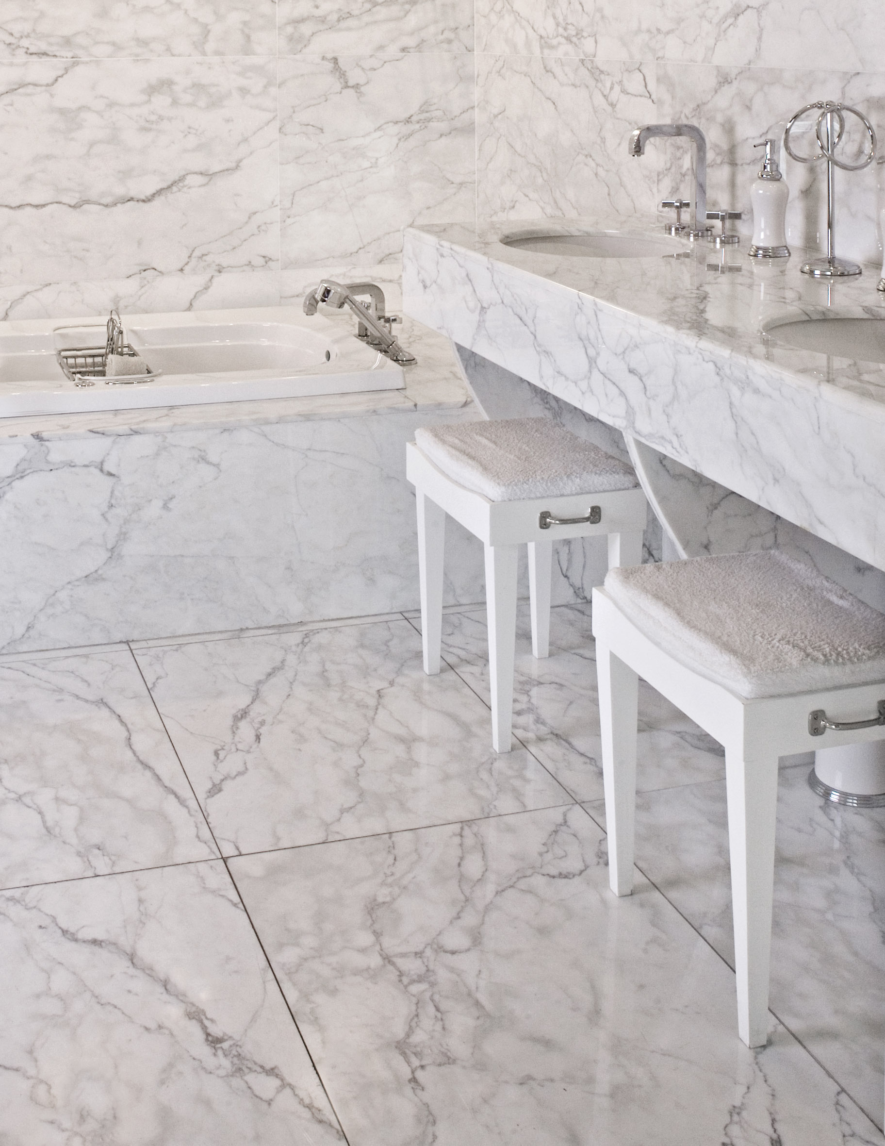 Statuary white marble luxury bathroom
